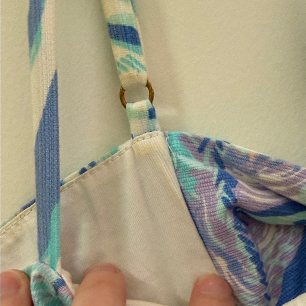 Lilly Pulitzer Sailboat Print Spaghetti Strap Summer Dress in Turquoise & Blue - Picture 4 of 4